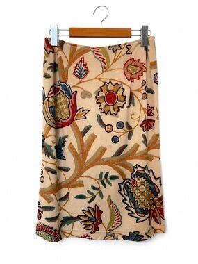 Vintage Todd Oldham 1997 Trompe L’Oeil Crewel Print Skirt Size 6 Rare Art Print